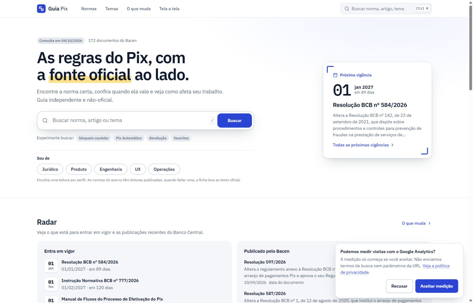 Captura da página pública de GuiaPix, em 04/10/2026